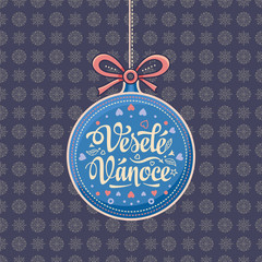 Wall Mural - Vesele Vanoce Greeting Card in ball form.