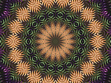 Orange, Green And Purple Kaleidoscope Mandala Background Pattern