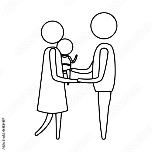 Sketch Silhouette Of Pictogram Woman Carrying A Baby And