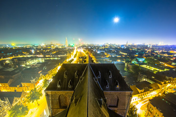 Poster - View over Groningen city by night