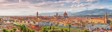 Beautiful Landscape Above, Panorama On Historical View Of The Florence From  Piazzale Michelangelo Point .Italy.