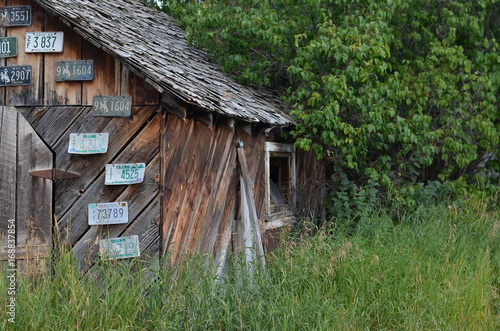 Old Licence Plates Decorating A Weathered Barn In Teton Valley