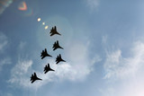 Fototapeta Na sufit - Military fighter jets during demonstration. Air show.