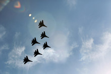 Military Fighter Jets During Demonstration. Air Show.