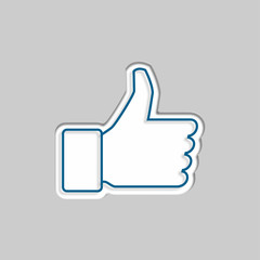 Poster - like icon in trendy flat style with shadow, thumb up, vector illustration