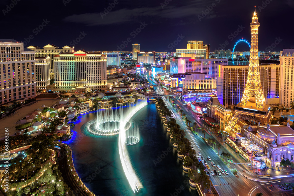 Obraz na płótnie Las Vegas strip, Aerial view  w salonie