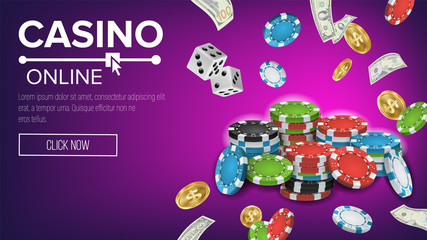 Sticker - Casino Poster Vector. Online Poker Gambling Casino Poster Sign. Jackpot Billboard, Promo Concept Illustration.