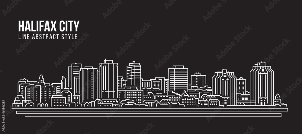 Cityscape Building Line art Vector Illustration design - Halifax city - obrazy, fototapety, plakaty 