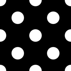 Wall Mural - polka dot seamless pattern black background vector 