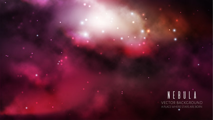 Wall Mural - intergalactic vector background with a bright colorfut nebula and stars. fantasy scientific astronom