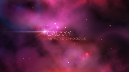 Wall Mural - vector cosmic background of the purple nebula with many stars.