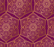 Indian seamless pattern consisting of gilding mandalas. White background. Vector illustration.