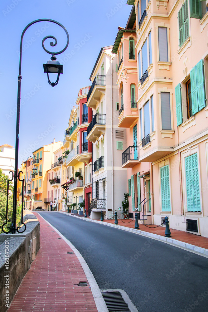 Obraz na płótnie Houses along the street in Monaco-Ville, Monaco w salonie
