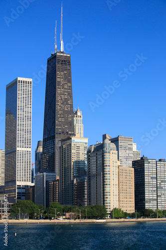 Plakat Chicago, brzeg dysku, jezioro michigan, gród