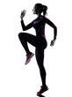 © snaptitude - one young caucasian woman runner running jogger jogging isolated silhouette shadow on white background