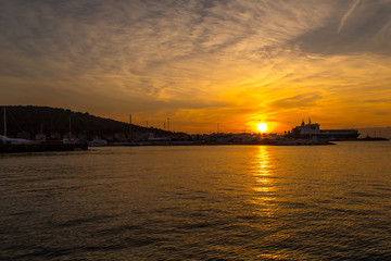 Poster - Sunset in Yacht Marina in Cesme