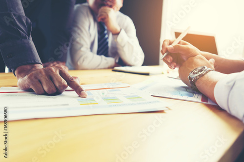 Cuadros en Lienzo Business team discusses marketing plans or strategic plans in the meeting room
