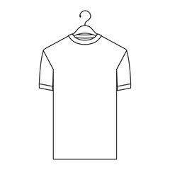 Wall Mural - monochrome silhouette of t-shirt man in hanger vector illustration