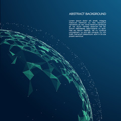 Wall Mural - the sphere consists of points and lines. abstract globe mesh. vector illustration with colorful grid
