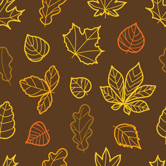 Poster - Different summer leaves seamless pattern