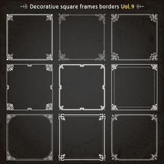 Canvas Print - decorative square frames and borders set 9 vector
