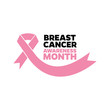 © Kotliar Ivan - Breast cancer awareness month emblems on white background. Design element for logo, label, emblem, sign. Vector illustration