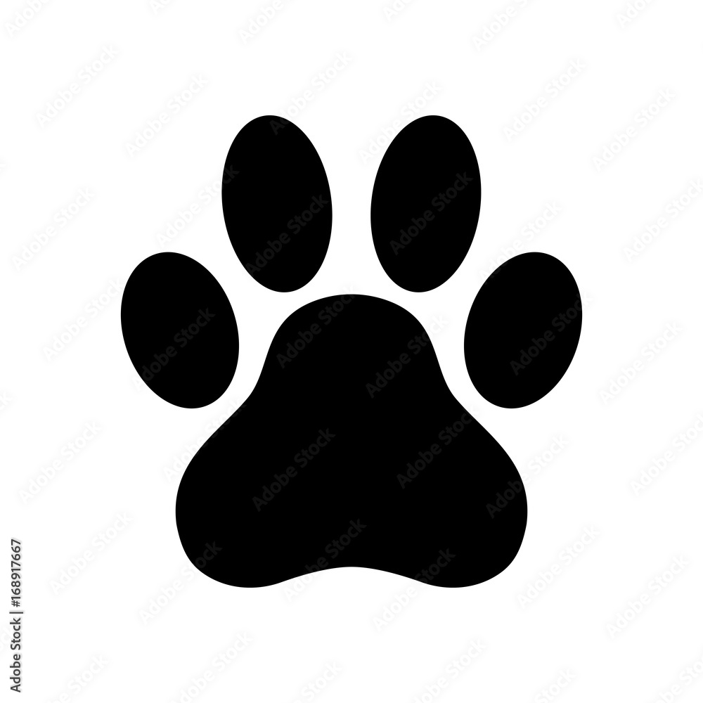 Dog paw print. Paw icon. Vector illustration. - obrazy, fototapety, plakaty 