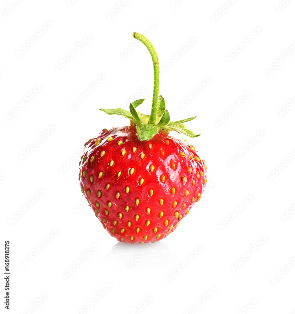 Ripe strawberry on white background