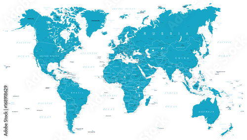 Plakat Mapa świata Polityczny wektor