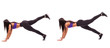 © F8  \ Suport Ukraine - Concept of healthy lifestyle in set. Sport beauty woman do bird dog plank fitness exercises on white background. Woman demonstrate begin and end of exercises.