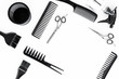 © 9dreamstudio - styling hair with combs and tools in barbershop on white background top view mock-up