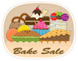 Bake Sale - Clip art of assorted pastries with bake sale text at the bottom. Eps10