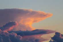 Large Cumulus Clouds During Sunset