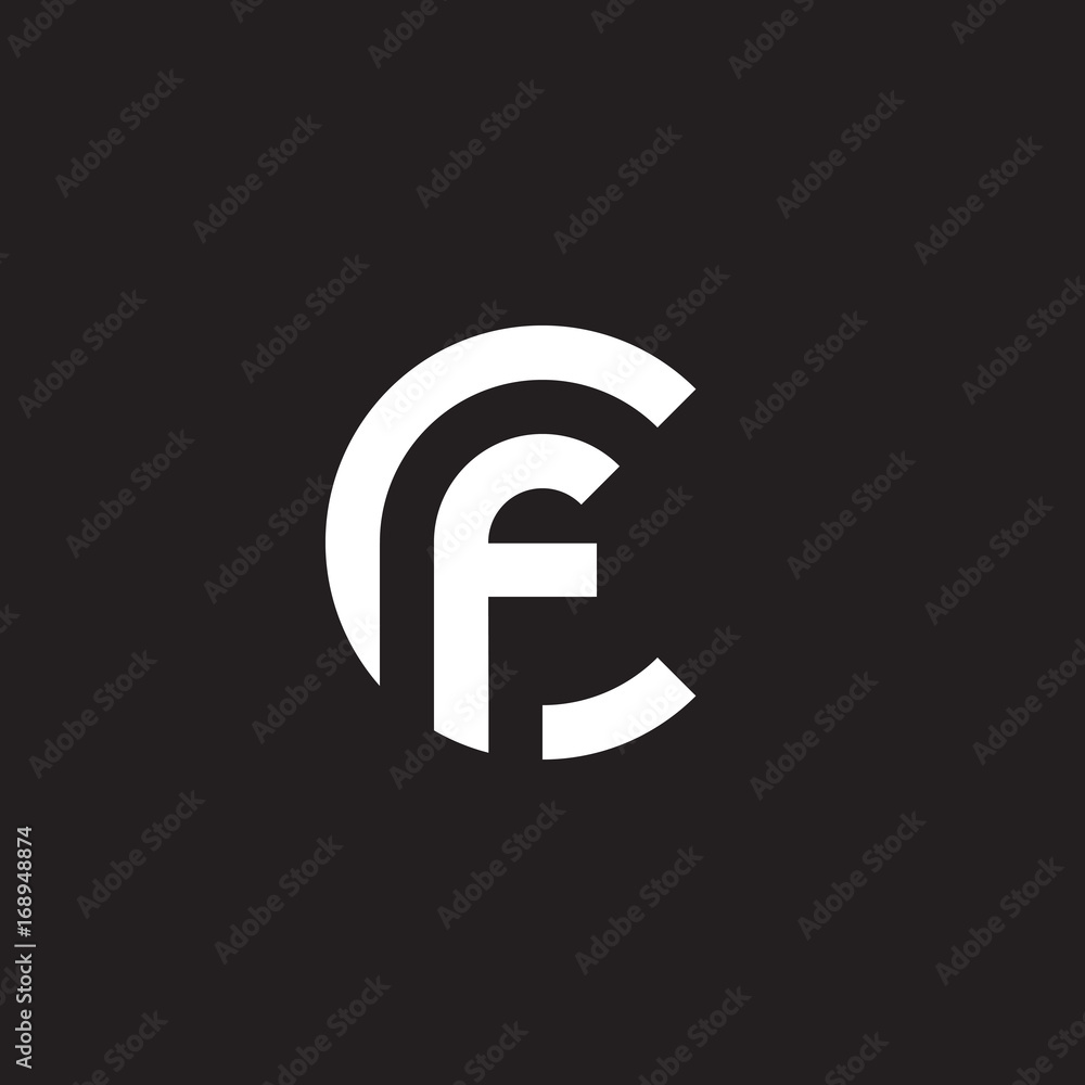 Initial lowercase letter logo cf, fc, f inside c, monogram