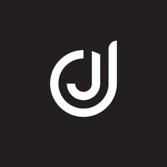 Wall Mural - Initial lowercase letter logo dj, jd, j inside d, monogram rounded shape, white color on black background