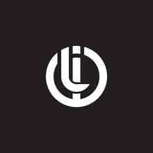 Initial Lowercase Letter Logo Il, Li, Monogram Rounded Shape, White Color On Black Background