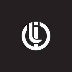Initial lowercase letter logo il, li, monogram rounded shape, white color on black background