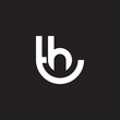 Initial lowercase letter logo th, ht, h inside t, monogram rounded shape, white color on black background