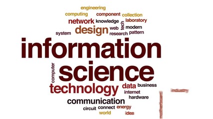 Wall Mural - information science animated word cloud, text design animation.