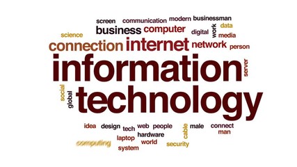 Wall Mural - information technology animated word cloud, text design animation.