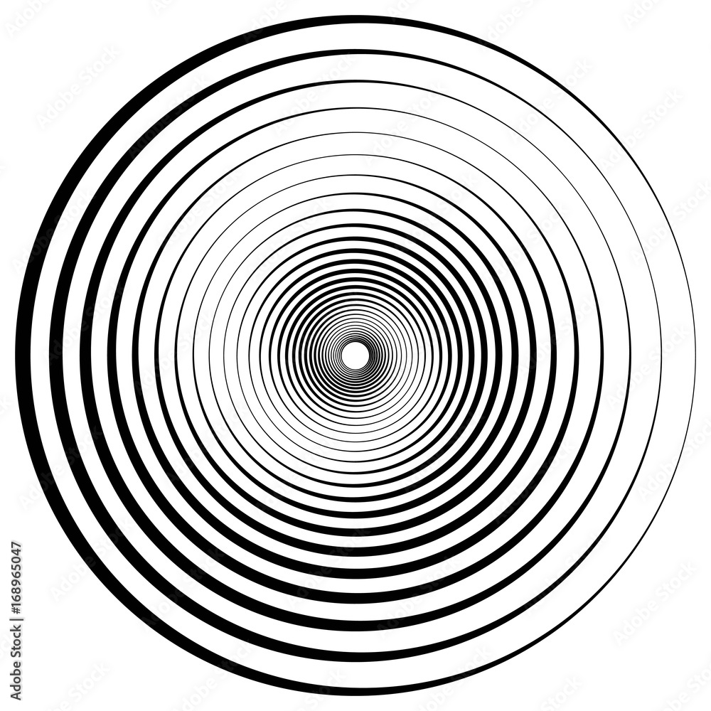 Abstract geometric spiral, ripples with circular, concentric lines. Vector  whirlpool swirl effect depth Stock Vector | Adobe Stock, image size:1000x1000