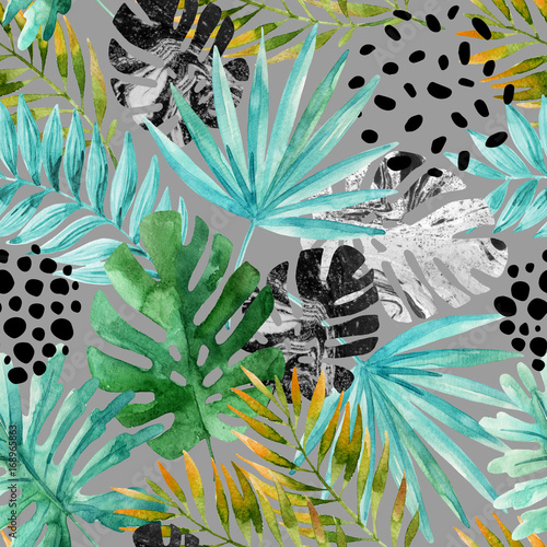 Naklejka dekoracyjna Hand drawn abstract tropical summer background