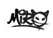 graffiti tag miro sprayed with leak in black on white