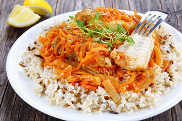 Canvas Print - portion of delicious white fish, top view