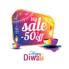 Wall Mural - Vector illustration happy diwali