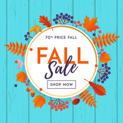 fall sale poster banner vector leaf pattern background for autumn shopping