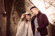 © liderina - Cheerful couple having fanny conversation. Happy couple enjoying in spring day.