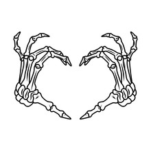 Skeleton Hand Showing Heart Shape. Vector Illustration.