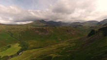 A Valley In The English Lake District, Aerial View Towards Scafell Pike.