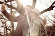 © liderina - Young couple making self-picture. Happy couple having fun in the park.